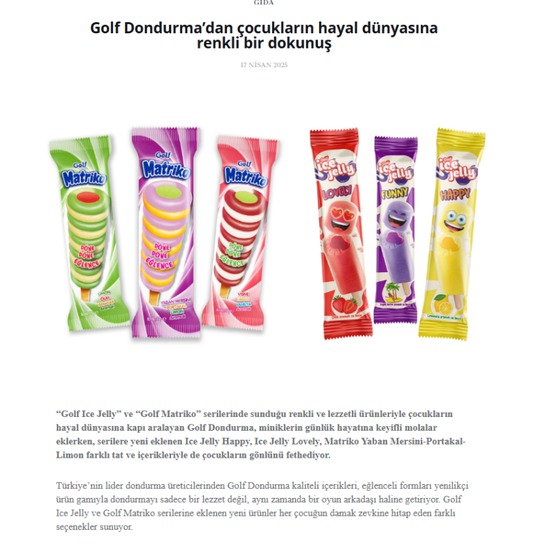 Golf Dondurma’dan çocukların hayal dünyasına renkli bir dokunuş